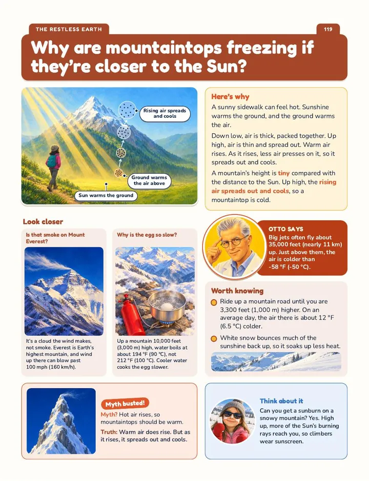 Page: Why are mountaintops freezing if they're closer to the Sun?